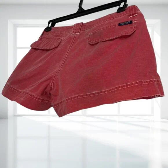 Periscope Red Fade Cotton Utility Shorts White Stitching Size 3 Y2K Aesthetic - Picture 4 of 10